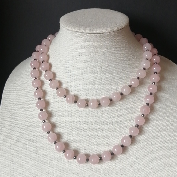 Vintage Milor Italy Short Pink Quartz 925 Ster Silver Spacer Magnetic Clasp - Picture 6 of 6